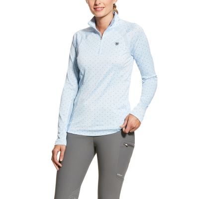 Baselayer Donna Ariat Sunstopper 2.0 1/4 Zip Baselayer Blu Chiaro | Q3NMIAM