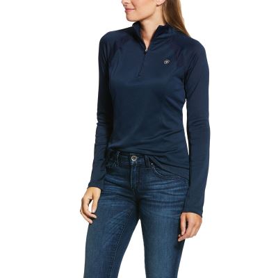 Baselayer Donna Ariat Sunstopper 2.0 1/4 Zip Baselayer Blu Marino | XIMTTMO