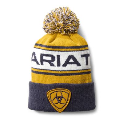 Berretti Donna Ariat Team Beanie Grigie Scuro Gialle | NJA35SL