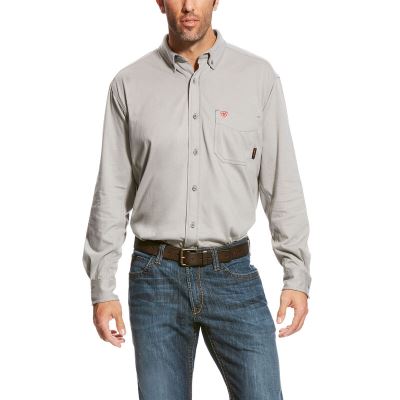 Camicia Da Lavoro Uomo Ariat FR AC Shirts Argento | WGJNQMS