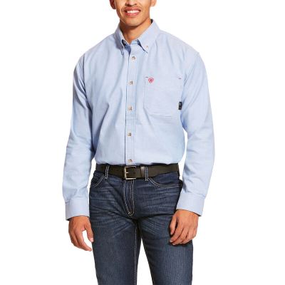 Camicia Da Lavoro Uomo Ariat FR Solid Twill DuraStretch Blu | WC0VUT2