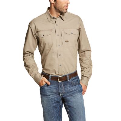 Camicia Da Lavoro Uomo Ariat Rebar Workman Shirts Khaki | 0TTGXFM