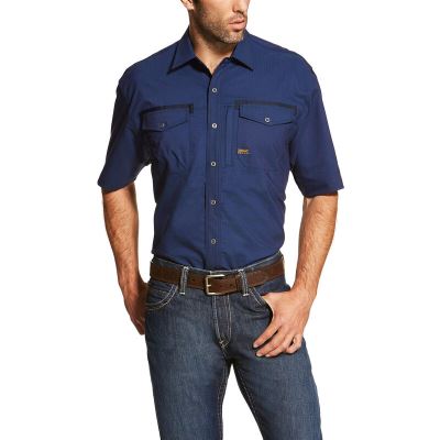 Camicia Da Lavoro Uomo Ariat Rebar Workman Blu Marino | IP0UGD1