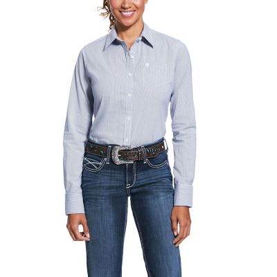 Camicie Donna Ariat Wrinkle Resist Kirby Stretch Blu | 007D717