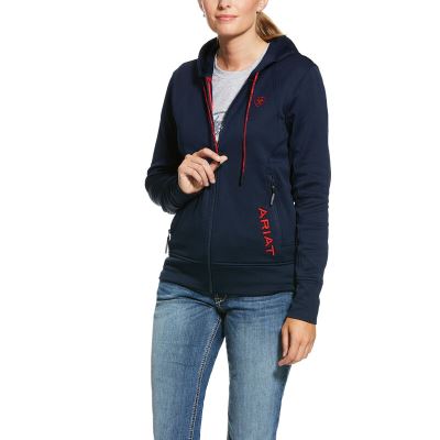 FelpaConCappuccio Donna Ariat Keats Full Zip Blu Marino | VEMW71Q