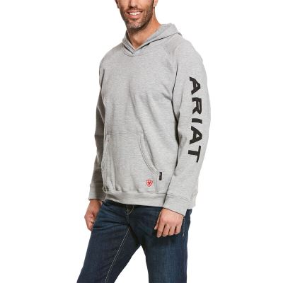 FelpaConCappuccio Uomo Ariat FR Primo Fleece Logo Grigie | AZPA6K2