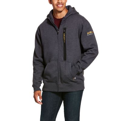 FelpaConCappuccio Uomo Ariat Rebar Workman Full Zip Grigie Profondo | ORJFS5L