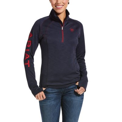 Felpa Donna Ariat Tek Team 1/2 Zip Blu Marino Corallo | IEKSKEU