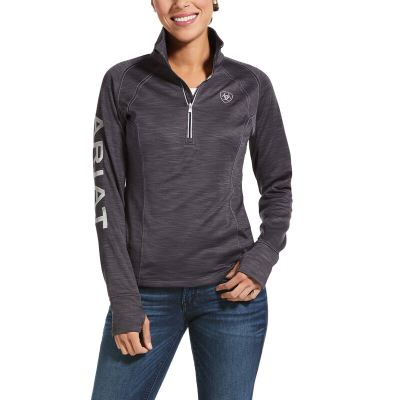 Felpa Donna Ariat Tek Team 1/2 Zip Grigie Scuro | 6E6S05U