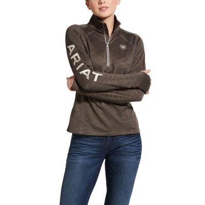 Felpa Donna Ariat Tek Team 1/2 Zip Verde Oliva Scuro | TG89XNH