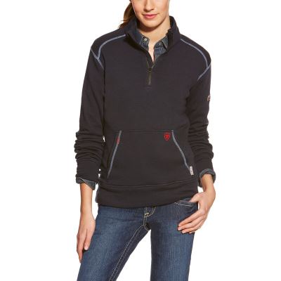 Giacca Donna Ariat FR Polartec Fleece 1/4 Zip Top Blu Marino | 6GKHL6V