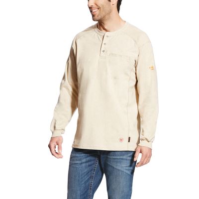 Henley Uomo Ariat FR Air Henley Beige | YAGTNIS