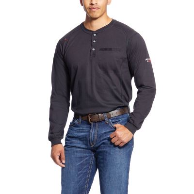 Henley Uomo Ariat FR Air Henley Nere | XWN88XS