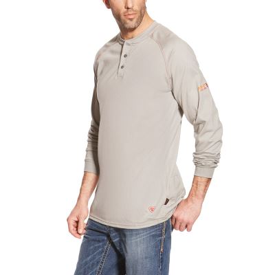 Henley Uomo Ariat FR Henley Top Argento | OO9Q5QR