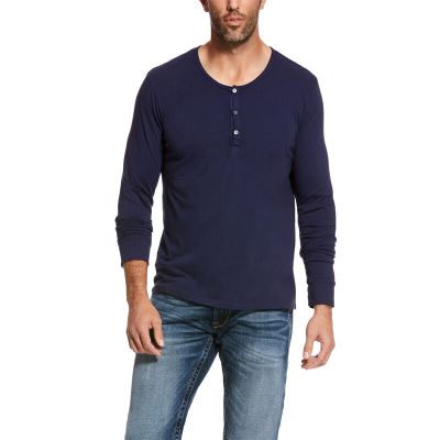 Henley Uomo Ariat Long Sleeve Henley Blu Marino Profondo | YM4VTVM