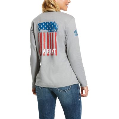 Magliette Grafica Donna Ariat FR Americana Argento | YEJRXED