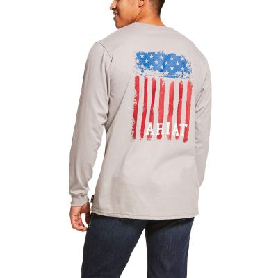 Magliette Grafica Uomo Ariat FR Americana Argento | E5JA805