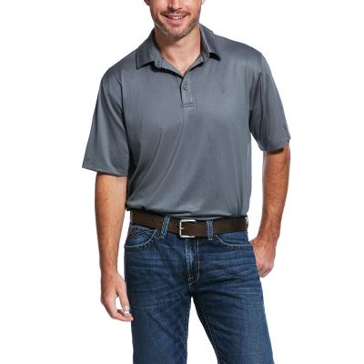 Magliette Polo Uomo Ariat Birdseye Button Grigie Scuro | 0JSMWYN