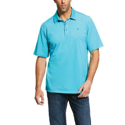 Magliette Polo Uomo Ariat Pique TEK Blu | 4QUTGLG