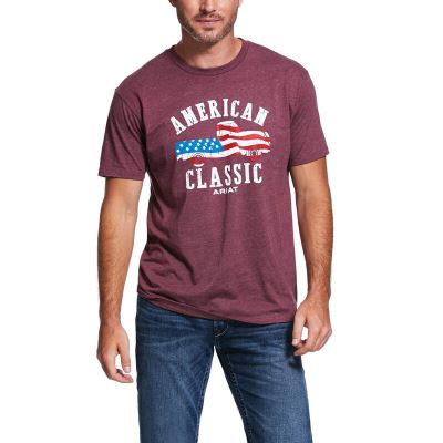 Magliette Uomo Ariat American Classiche Bordeaux Scuro | 8S0HQ5D