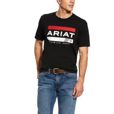 Magliette Uomo Ariat Bar Stripe Nere Rosse | XN9WG7Q