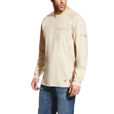 Magliette Uomo Ariat FR Air Crew Beige | YDK9IKE