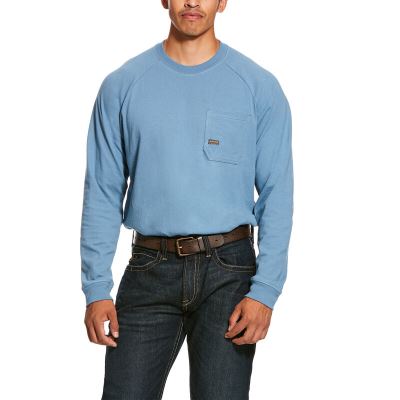 Magliette Uomo Ariat Rebar Cotone Strong Blu | 3MT78RQ