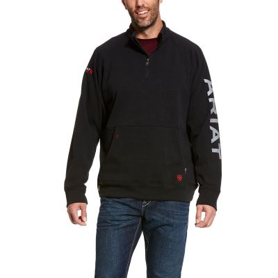 Maglioni Uomo Ariat FR Primo Fleece Logo 1/4 Zip Nere | VCOKUWA