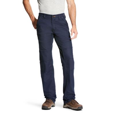 Pantaloni Uomo Ariat Rebar M4 Low Rise DuraStretch Tela Utility Boots Cut Blu Marino | N2U89BN