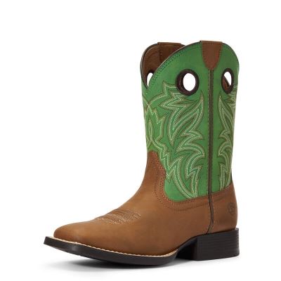 Stivali Cowboy Bambino Ariat Catch Em Marroni Verde Acqua | VBNSE42