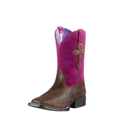 Stivali Cowboy Bambino Ariat Crossroads Cowboy Marroni Rosa | L07L69O