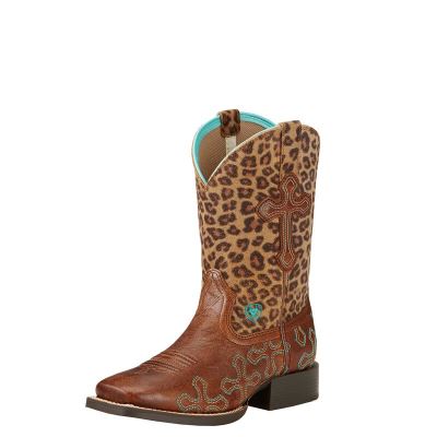 Stivali Cowboy Bambino Ariat Crossroads Marroni Leopardate | U3VVP0K