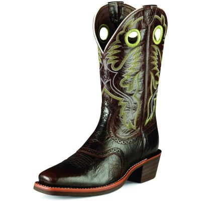 Stivali Cowboy Uomo Ariat Heritage Roughstock Nere Verdi | D0ZT4S9