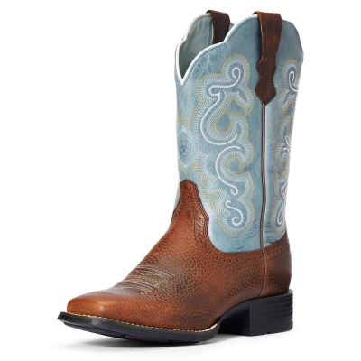 Stivali Da Cowgirl Donna Ariat Quickdraw Marroni Blu Chiaro | 9S7SRHI