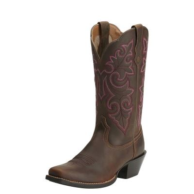 Stivali Da Cowgirl Donna Ariat Round Up Square Punta Marroni | 83GAB0W