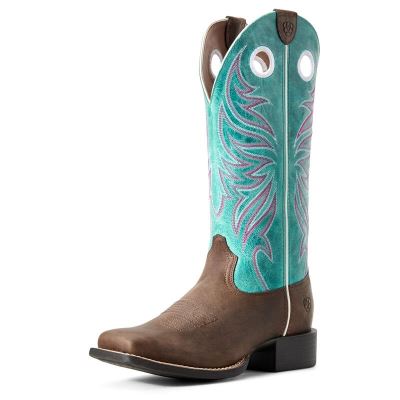 Stivali Da Cowgirl Donna Ariat Round Up Ryder Marroni Blu | JWNETWO