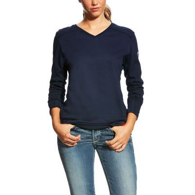 Top Donna Ariat FR AC Crew Top Blu Marino | I5B9NY8