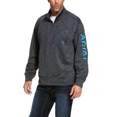 Top Uomo Ariat Team Logo 1/4 Zip Top Grigie Profondo | 3XG2GP2