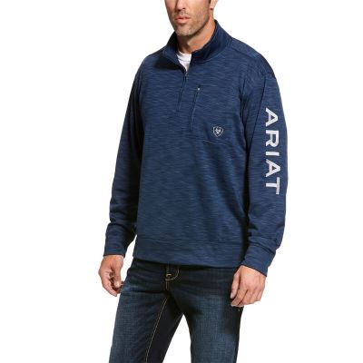 Top Uomo Ariat Team Logo 1/4 Zip Top Indaco Scuro | GXT85HD