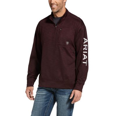 Top Uomo Ariat Team Logo 1/4 Zip Top Rosa Grigie | Y40O7JU